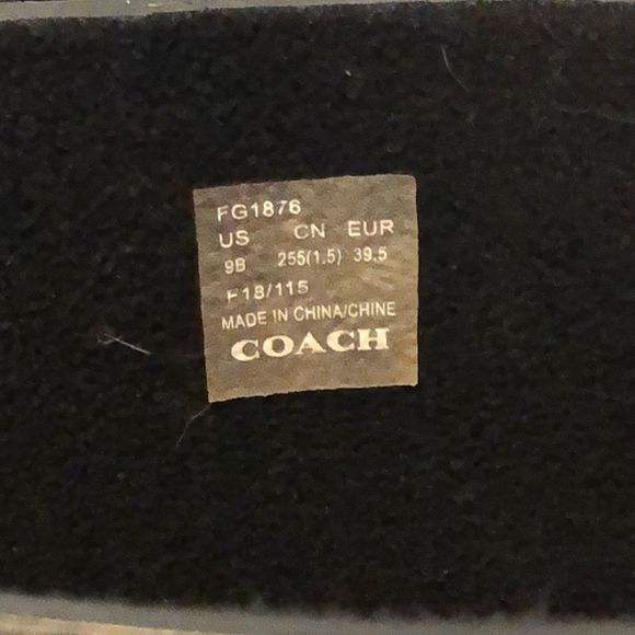 COACH Jacquard Signature C Laced Up Back Bow Heeled Black Rainboots Sz 9 - Picture 10 of 17